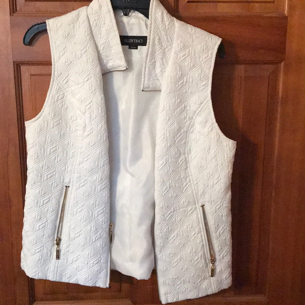 White with gold accents zip vest